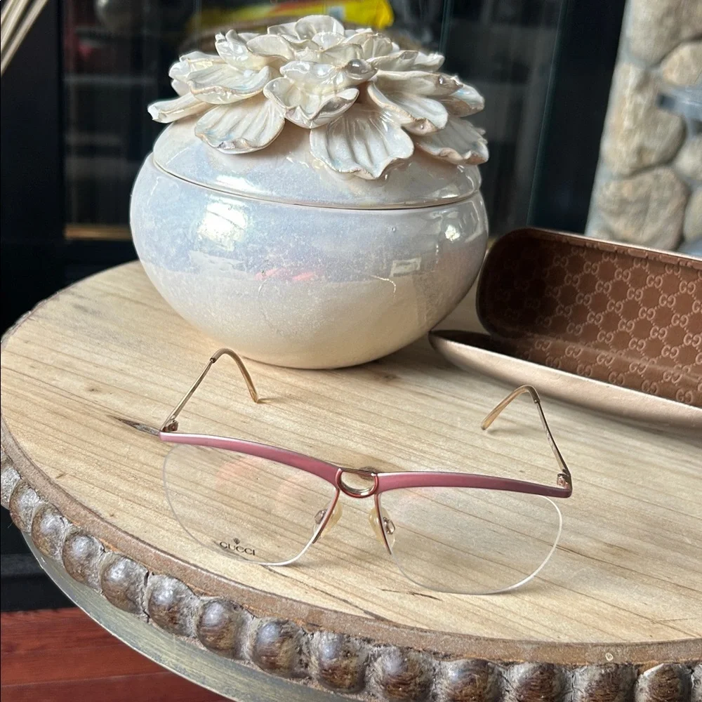 Gucci Vintage GG2229 25L 60mm Gold Oversized Half-Rim Eyeglasses Italy 135